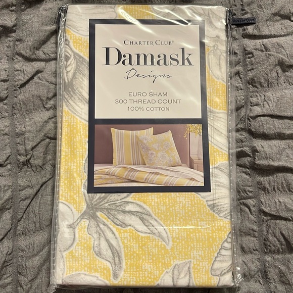 NWT - Charter Club Damask Euro Sham, 300 TC, 100% Cotton - Picture 1 of 5